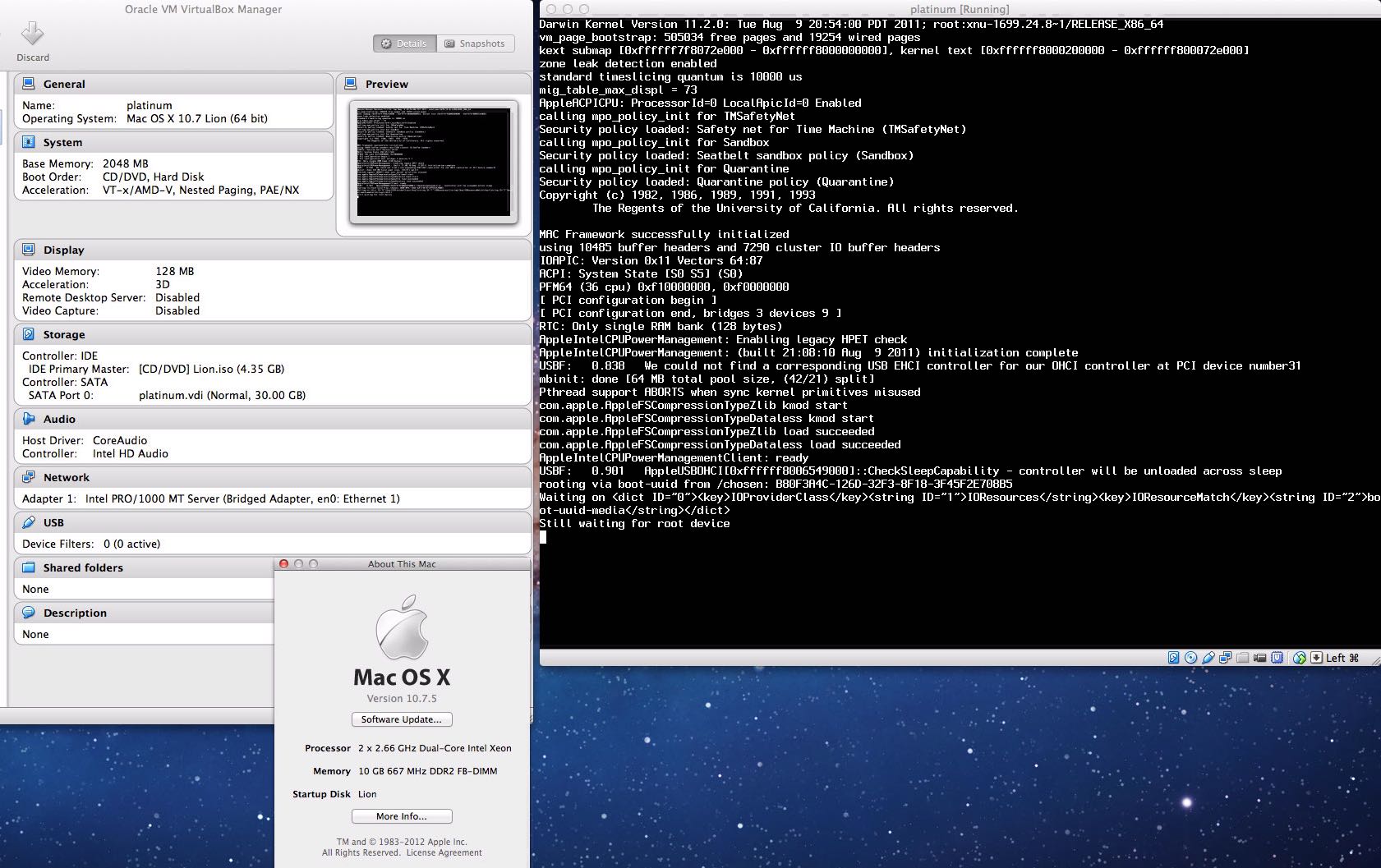 mac still waiting for root device vmware